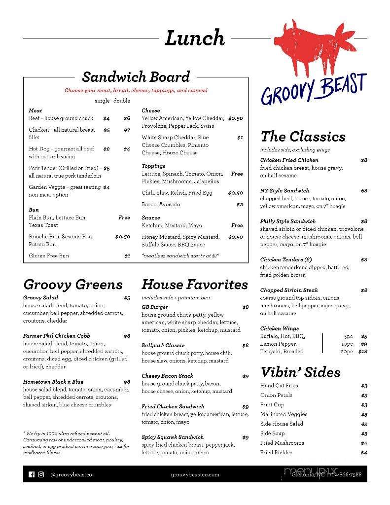Groovy Beast - Gastonia, NC menu_pic