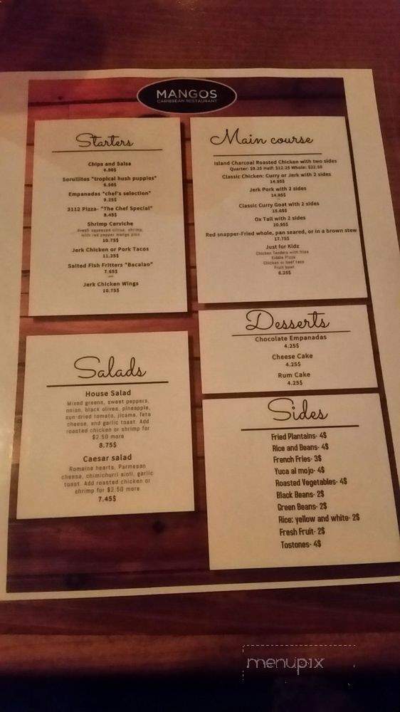 Mango's Caribbean Restaurant - Charlotte, NC menu_pic