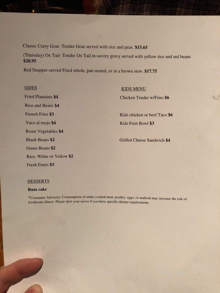 Mango's Caribbean Restaurant - Charlotte, NC menu_pic