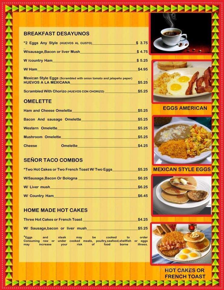 Senor Taco - Charlotte, NC menu_pic