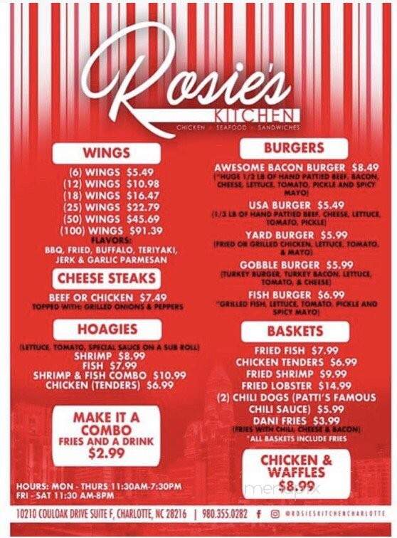 Rosie's Kitchen - Charlotte, NC menu_pic