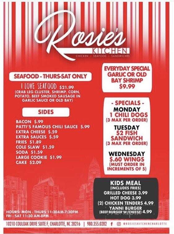 Rosie's Kitchen - Charlotte, NC menu_pic