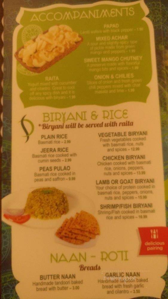 Menu of Salt n Pepper Indian Cuisine in Fayetteville, NC 28304