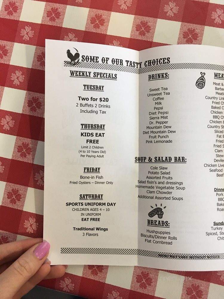Menu Of Fred Chasons Grandsons Buffet In Fayetteville Nc 28311