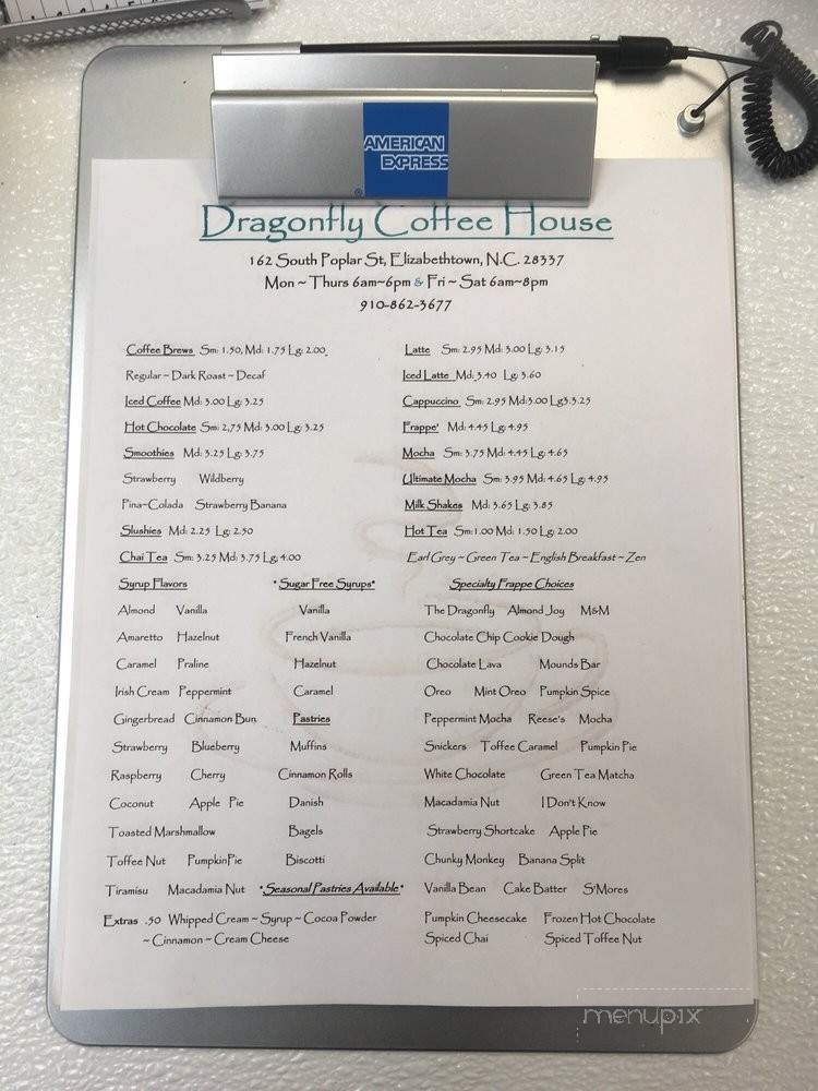 Dragonfly Coffee House - Elizabethtown, NC menu_pic