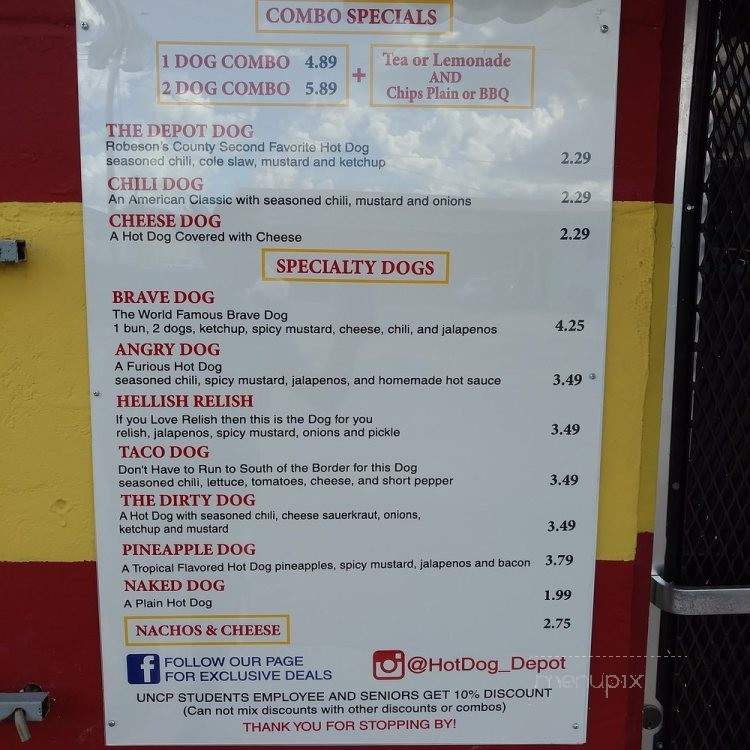 The Depot HotDog Shop - Pembroke, NC menu_pic