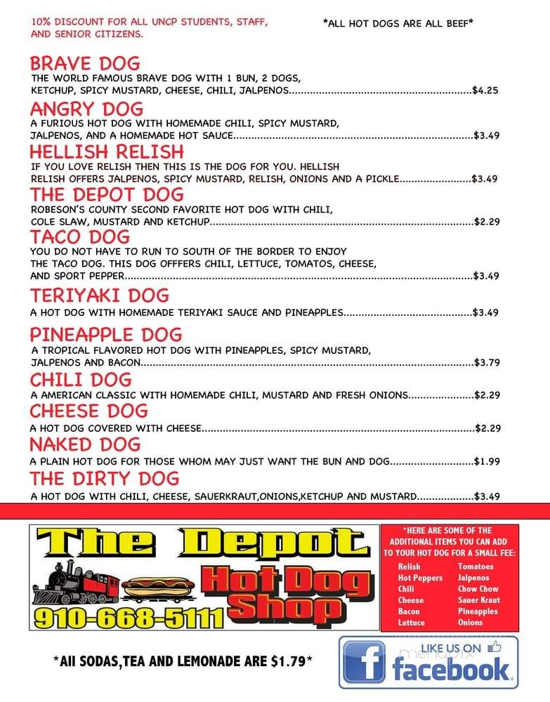 The Depot HotDog Shop - Pembroke, NC menu_pic