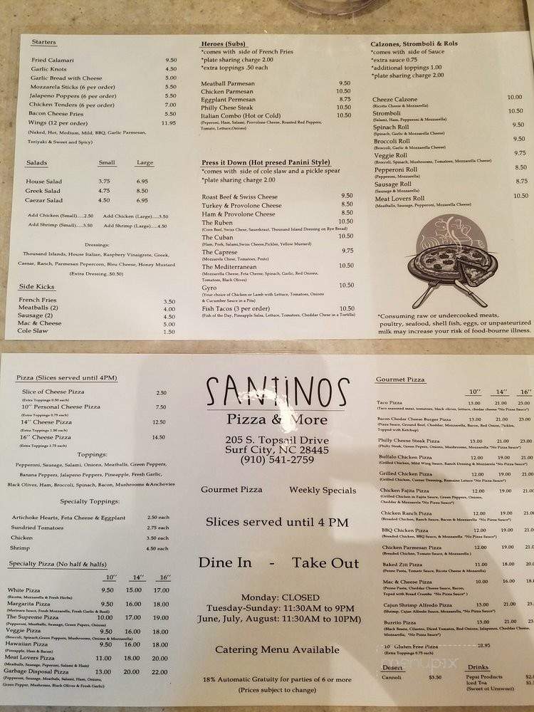 Santinos Pizza and More - Surf City, NC menu_pic