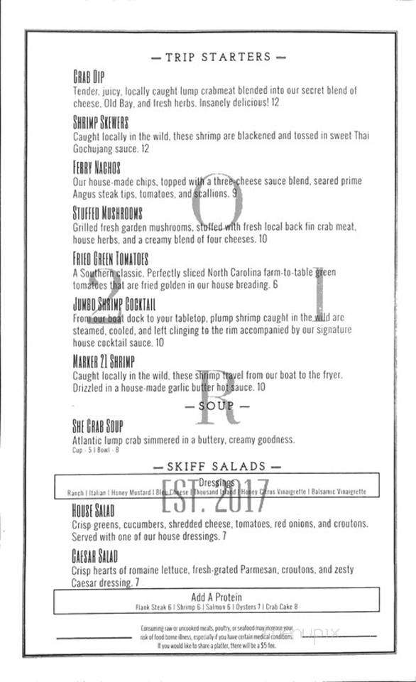 Outriggers 21 - Sneads Ferry, NC menu_pic