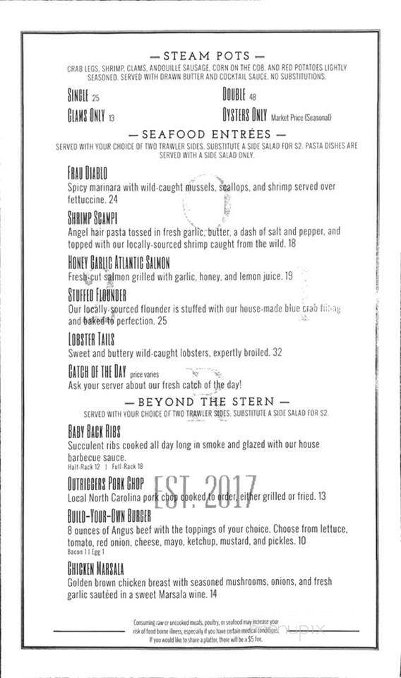 Outriggers 21 - Sneads Ferry, NC menu_pic