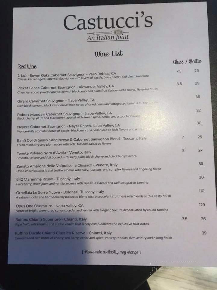 Castucci's an Italian joint - Southport, NC menu_pic