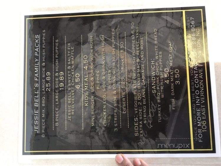 Jessie Bell's Soul Food Restaurant - Kinston, NC menu_pic