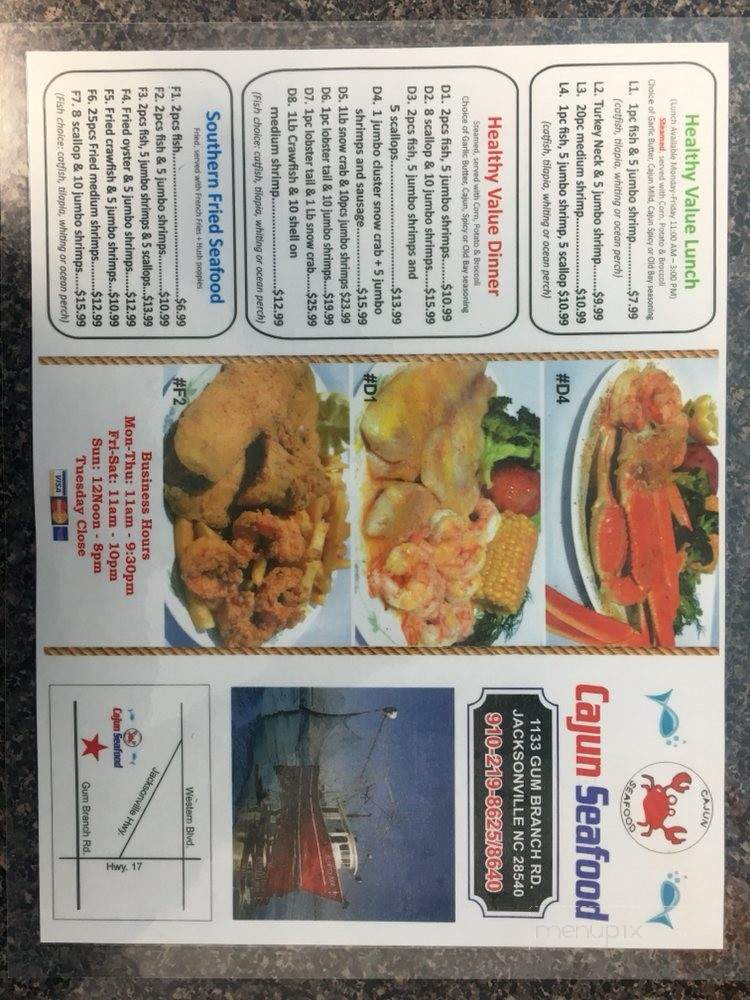 Cajun Seafood - Jacksonville, NC menu_pic