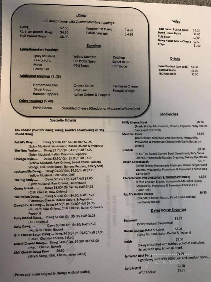 Fat Als Dawg House - Jacksonville, NC menu_pic
