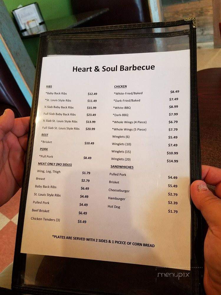 Heart and Soul Barbeque - Jacksonville, NC menu_pic