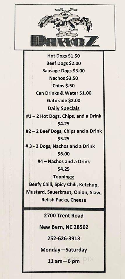 Dawgz - New Bern, NC menu_pic