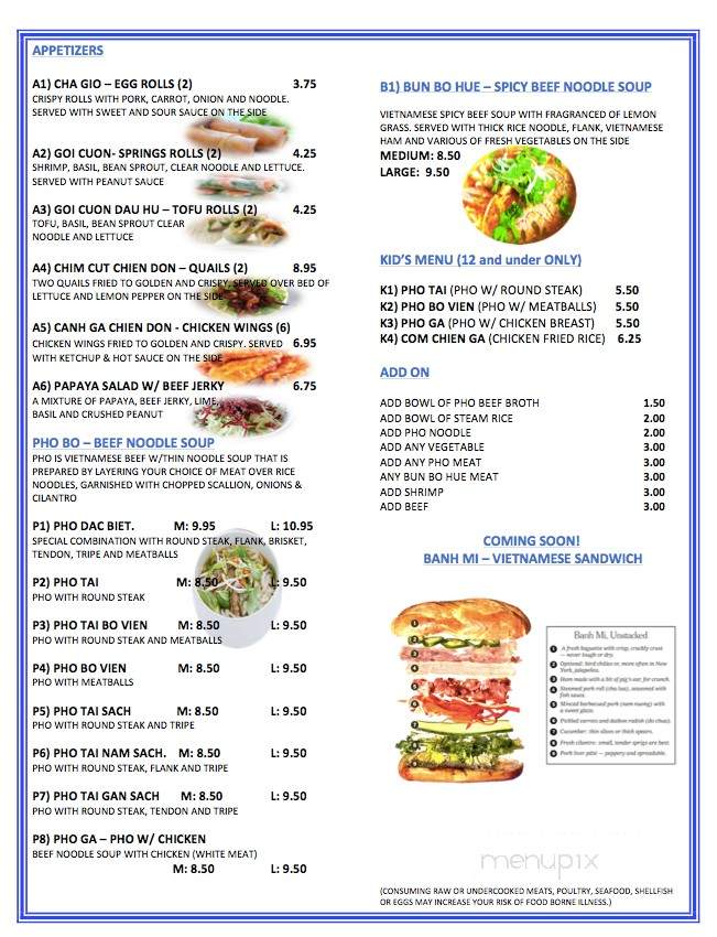 Good Pho U - Hickory, NC menu_pic