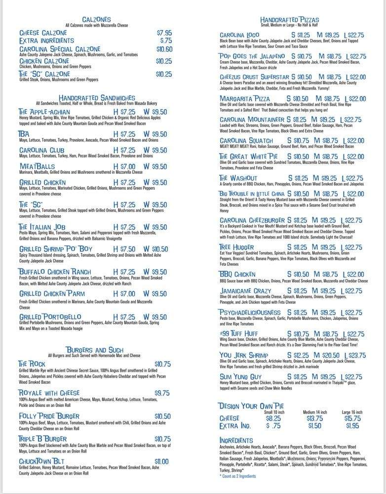 Carolina Pizza Co. - Boone, NC menu_pic