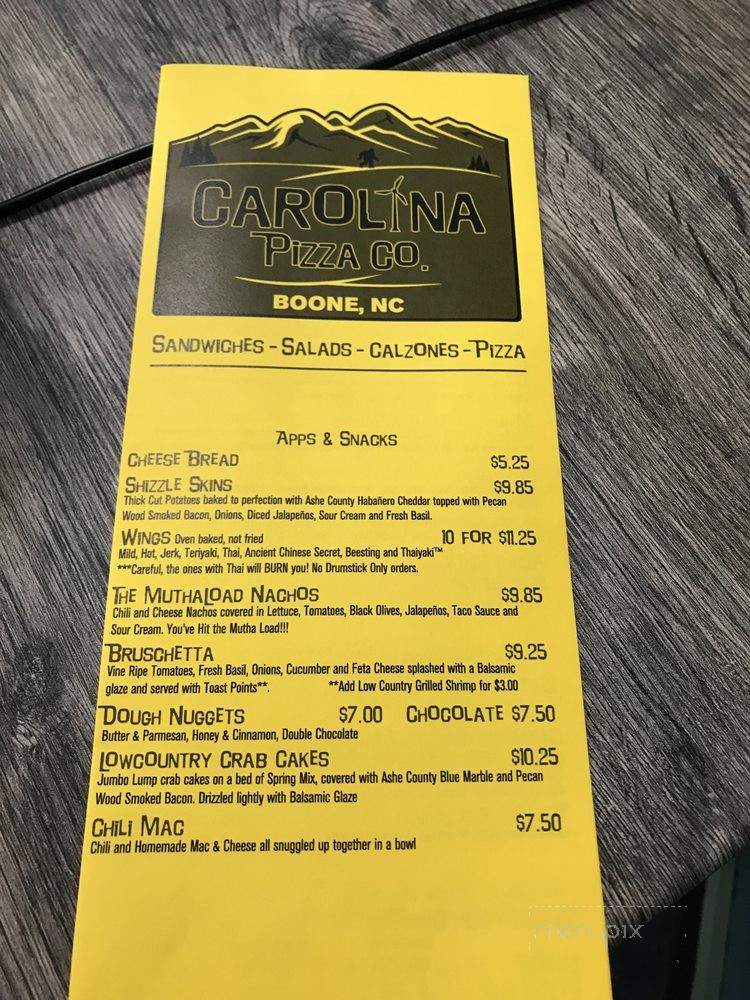 Carolina Pizza Co. - Boone, NC menu_pic