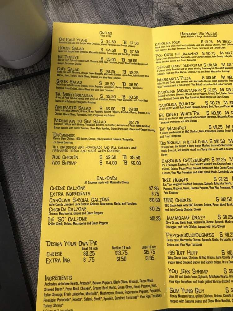 Carolina Pizza Co. - Boone, NC menu_pic