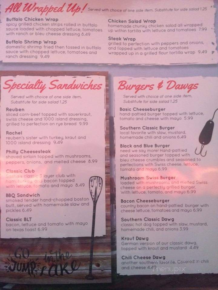 Sasha's On The Lake - Catawba, NC menu_pic