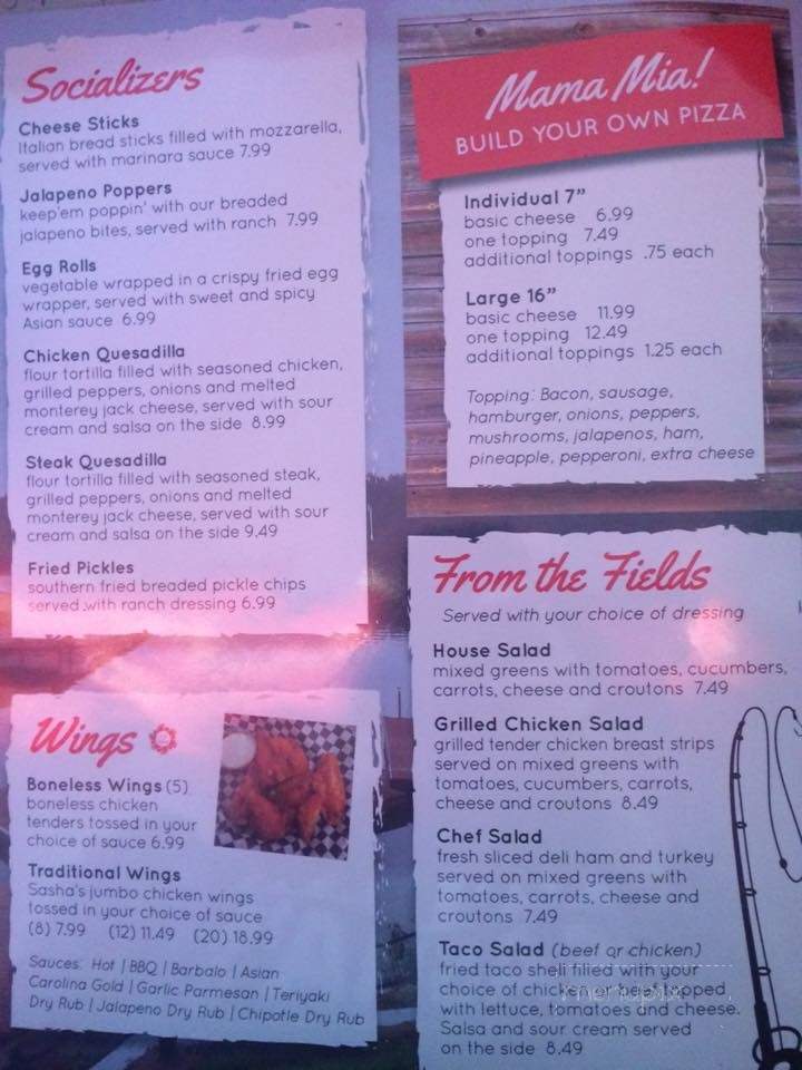 Sasha's On The Lake - Catawba, NC menu_pic