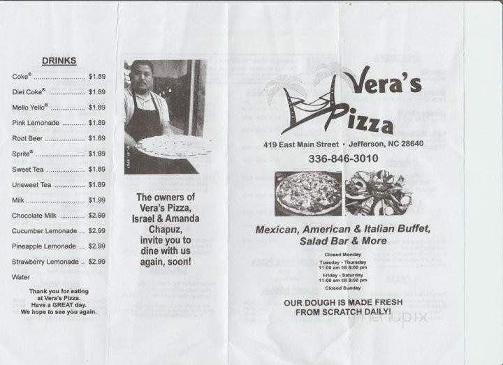 Vera's Pizza - Jefferson, NC menu_pic