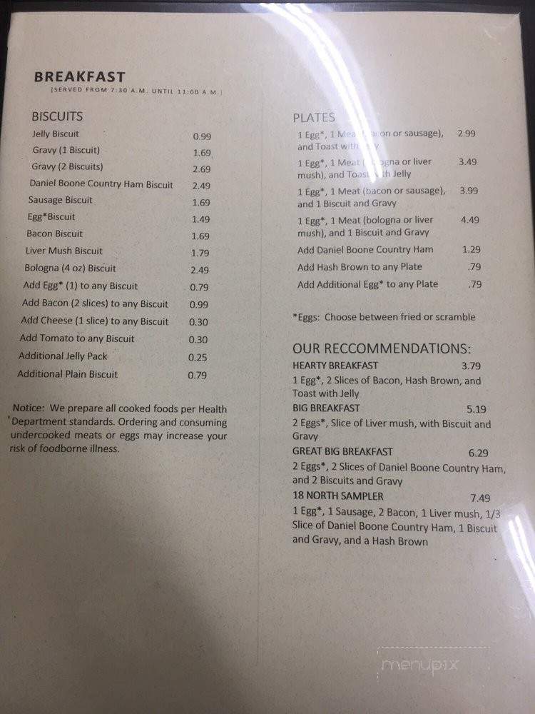 18 North Sandwiches and More - North Wilkesboro, NC menu_pic