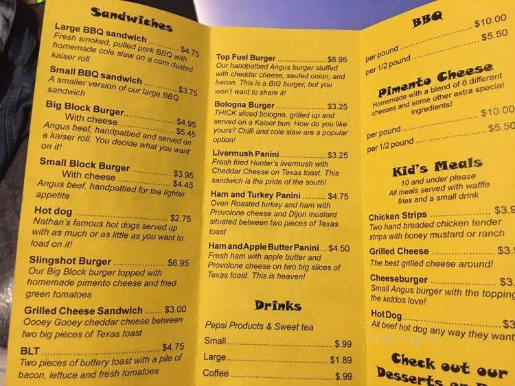 Top Fuel Grill - Old Fort, NC menu_pic