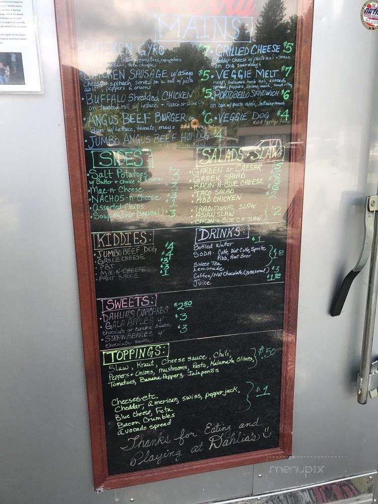 Dahlia's on the Davidson - Pisgah Forest, NC menu_pic