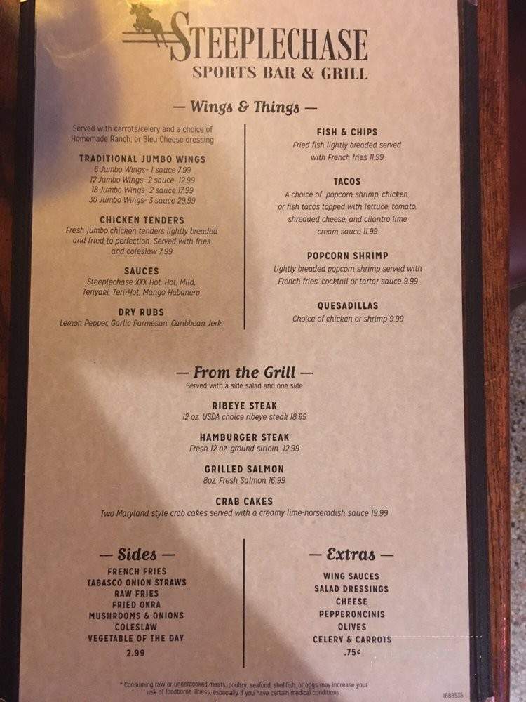 Steeplechase Sports Bar & Grill - Camden, SC menu_pic