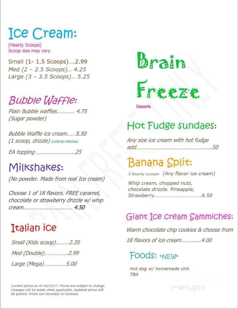 Brain Freeze - Cayce, SC menu_pic