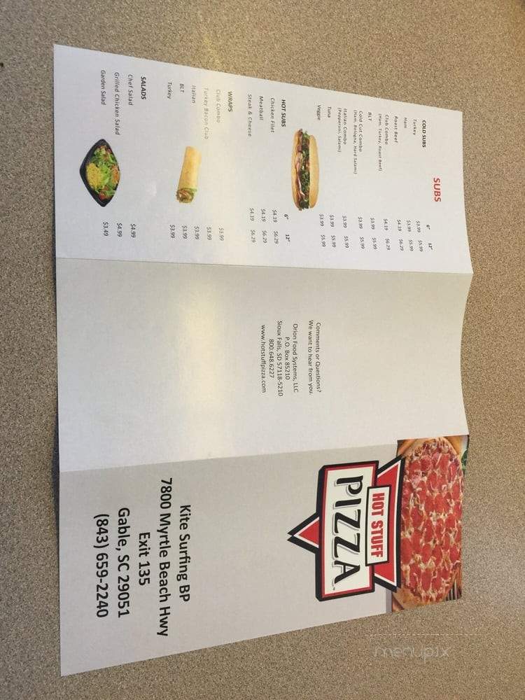 Hot Stuff Pizza - Gable, SC menu_pic