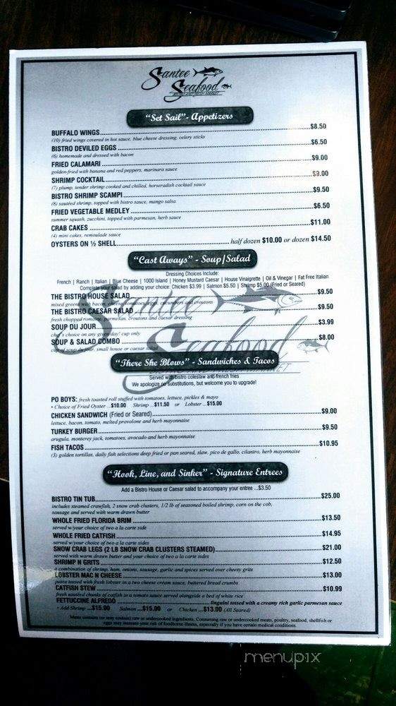 Santee Seafood Bistro & Fresh Market - Santee, SC menu_pic