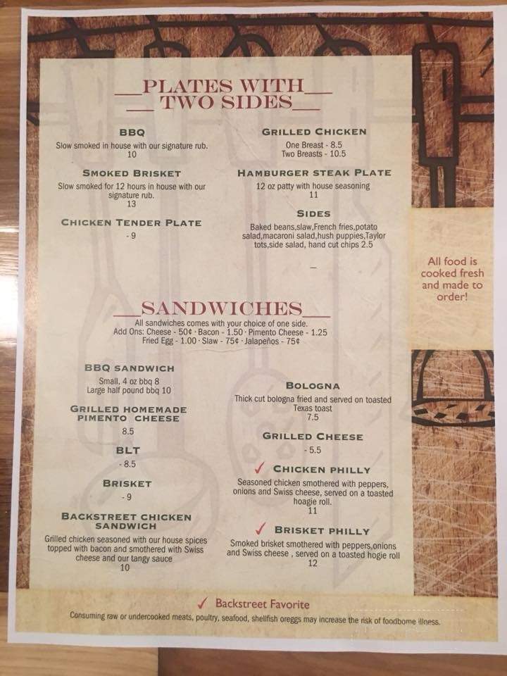 Mo's Backstreet Kitchen - Inman, SC menu_pic