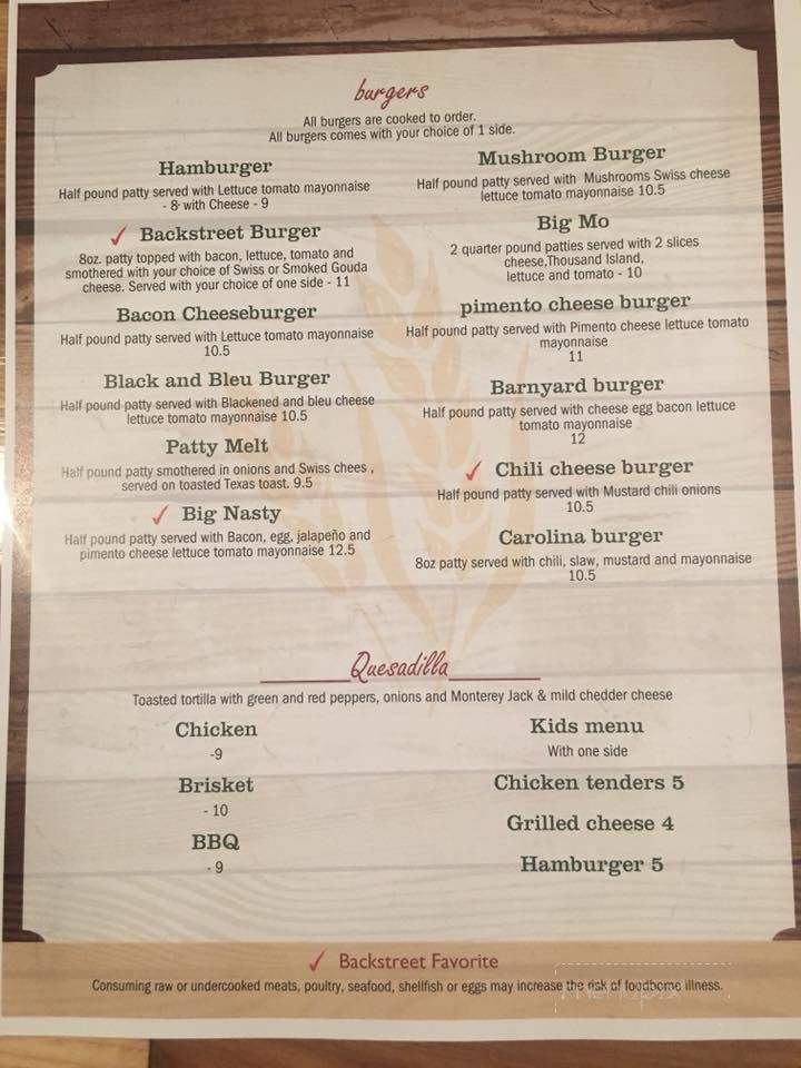 Mo's Backstreet Kitchen - Inman, SC menu_pic