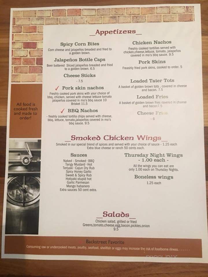 Mo's Backstreet Kitchen - Inman, SC menu_pic