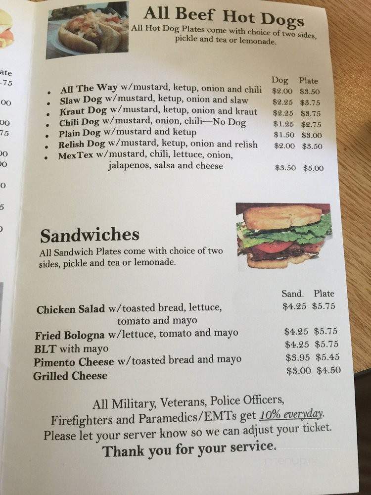 Reidville Cafe - Woodruff, SC menu_pic
