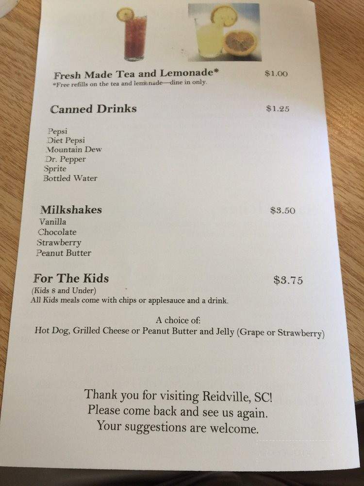 Reidville Cafe - Woodruff, SC menu_pic