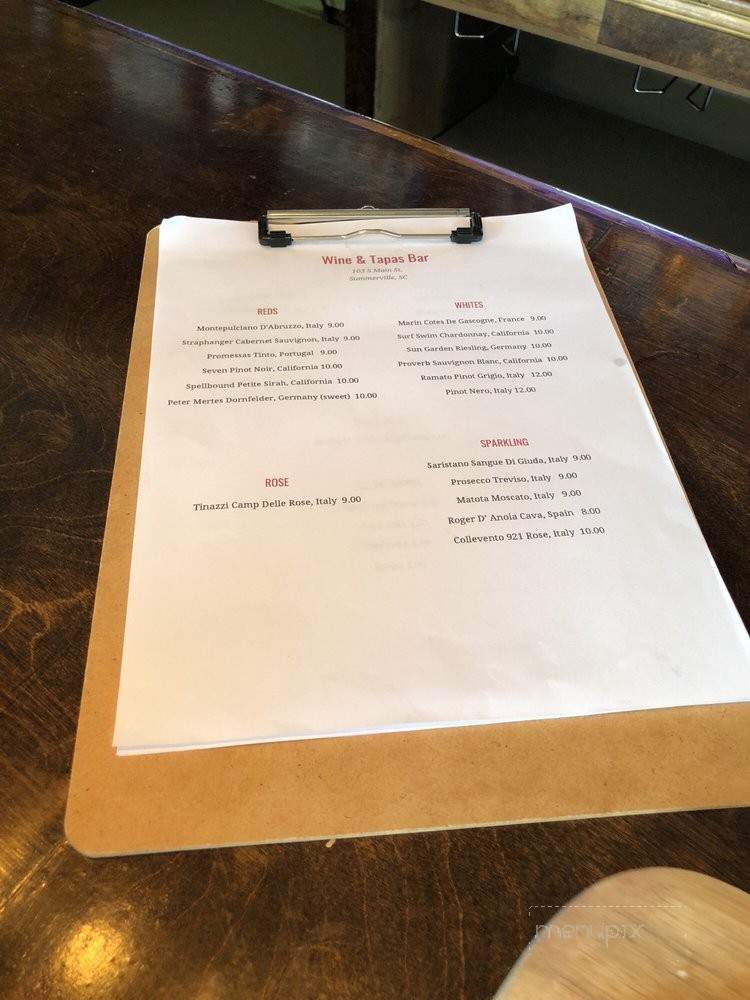 Wine & Tapas Bar - Summerville, SC menu_pic