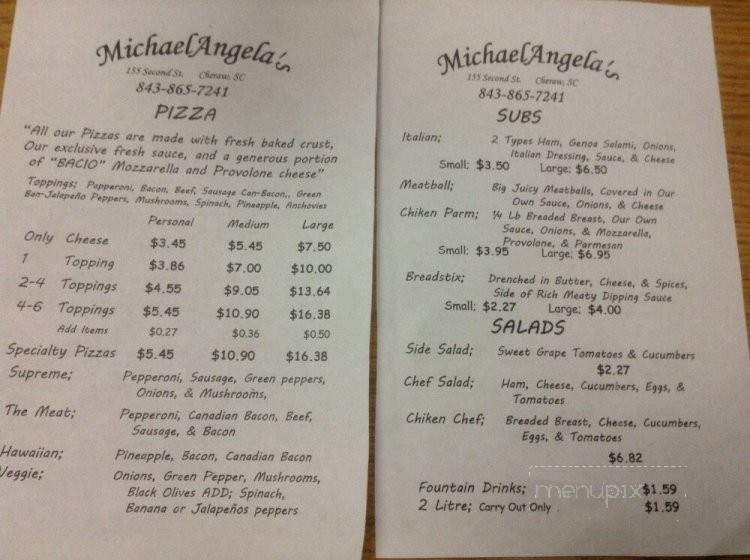 MichaelAngela's - Cheraw, SC menu_pic