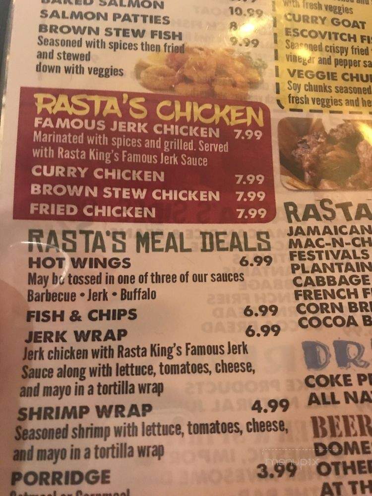 Rasta's Hut The Carribean Escape Restaurant - Marion, SC menu_pic