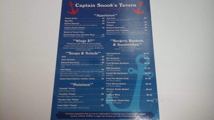Captain Snook's - Garden City, SC menu_pic