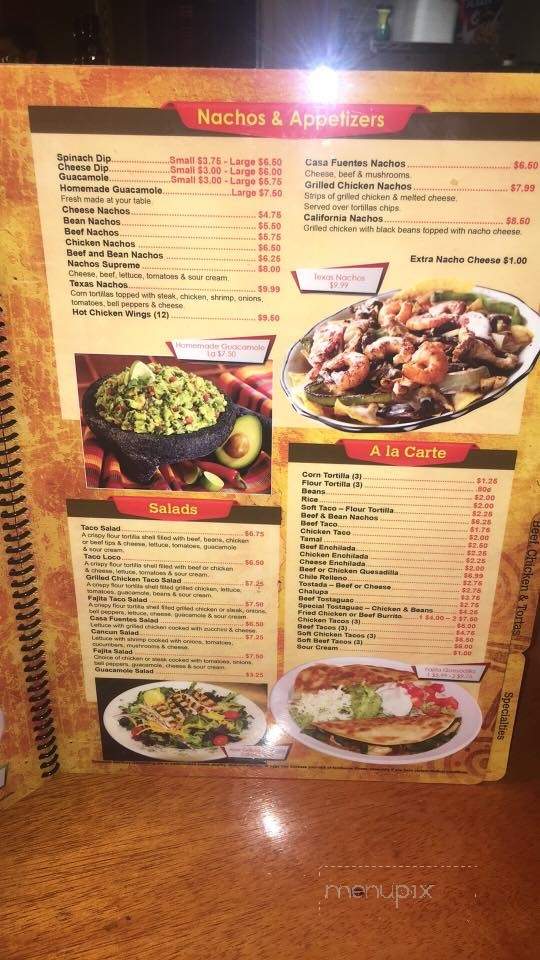 Casa Fuentes Mexican Restaurant - Anderson, SC menu_pic