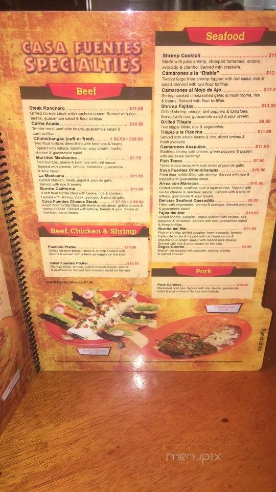 Casa Fuentes Mexican Restaurant - Anderson, SC menu_pic
