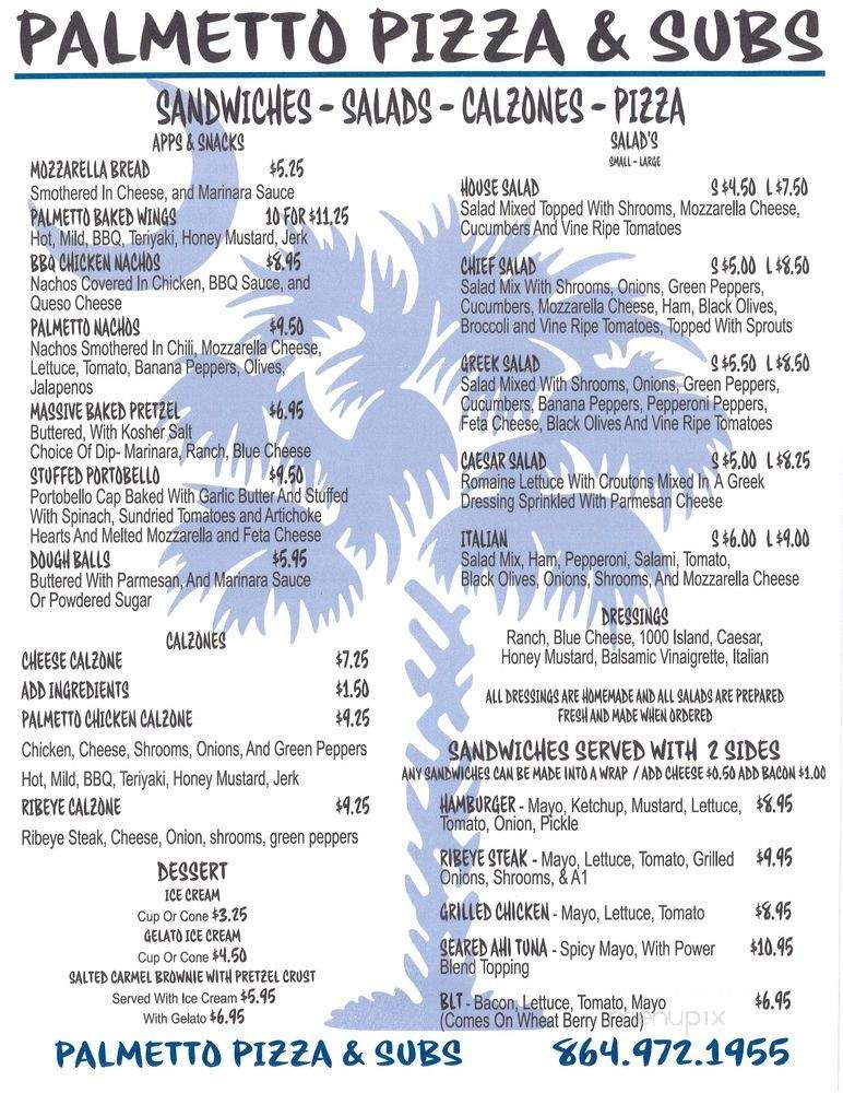 Palmetto Pizza & Subs - Fair Play, SC menu_pic