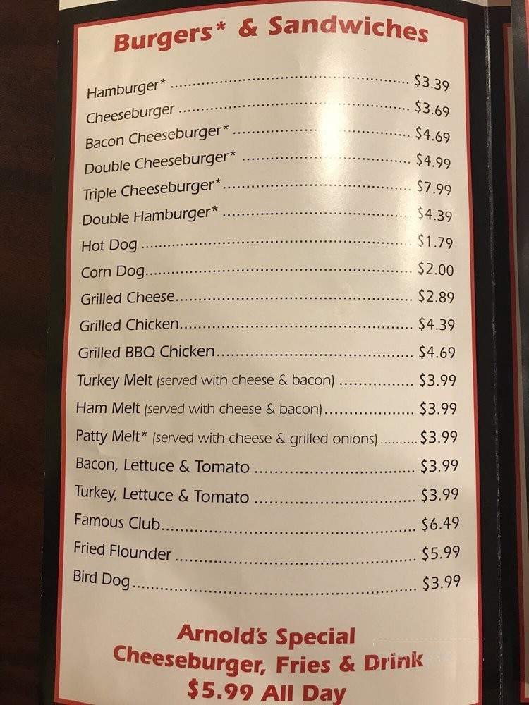 Arnolds of Powdersvilke - Piedmont, SC menu_pic