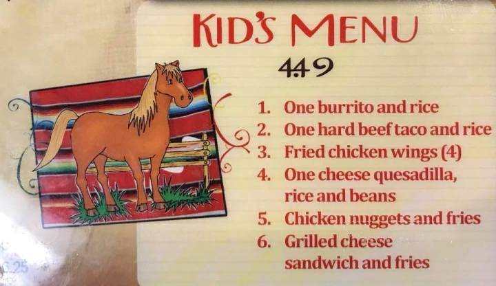 El Potrillo - Seneca, SC menu_pic