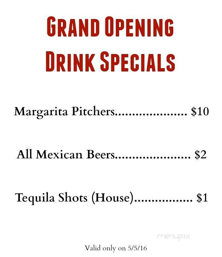 El Potrillo - Seneca, SC menu_pic
