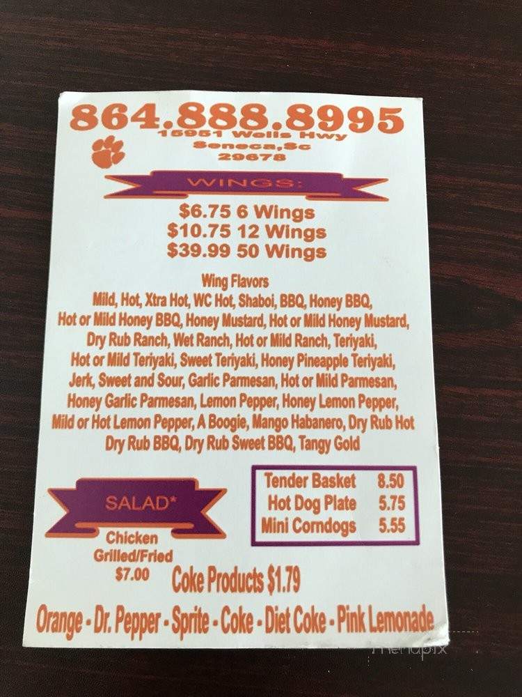 World Class Cheeseburgers - Seneca, SC menu_pic